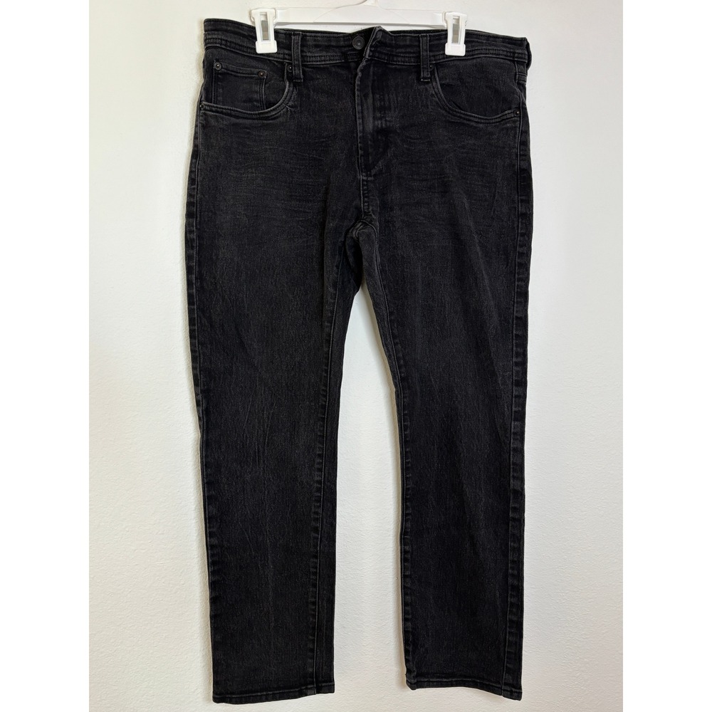 Nickel & Iron Mens Black Faded Slim Straight Jeans 36x30 Stretch Denim